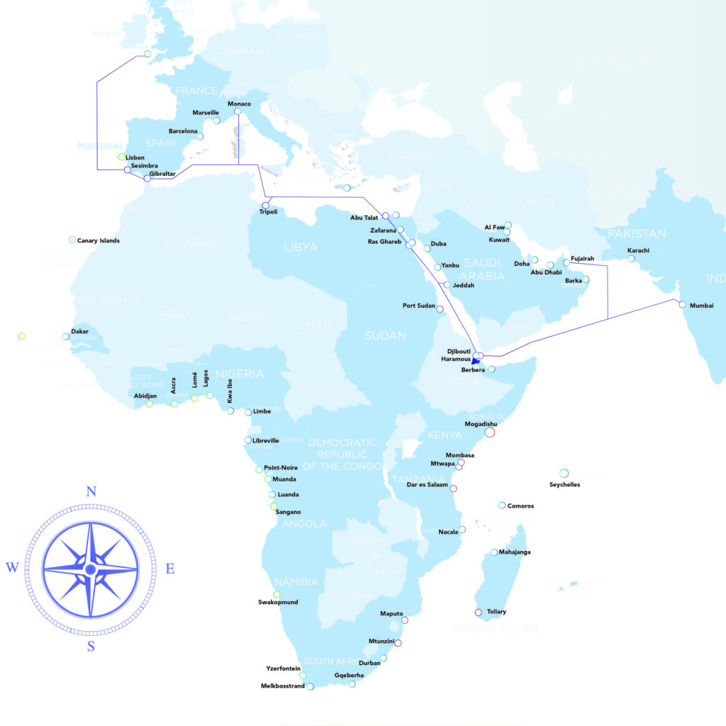 Khariidadda jidka fiilada badda Europe India Gateway