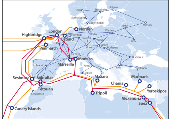Legacy dalkomsomalia.com — regional map, Europe & North Africa Europe and North Africa regional network map