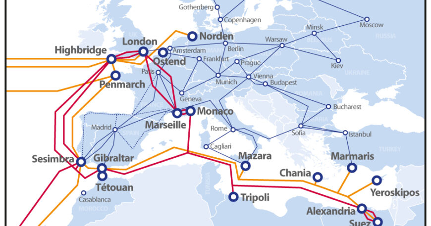 Europe and North Africa regional network map