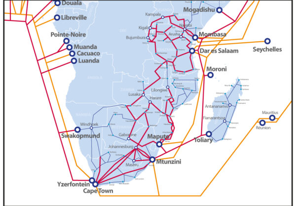 Legacy dalkomsomalia.com — regional map, South Africa Southern Africa regional network map