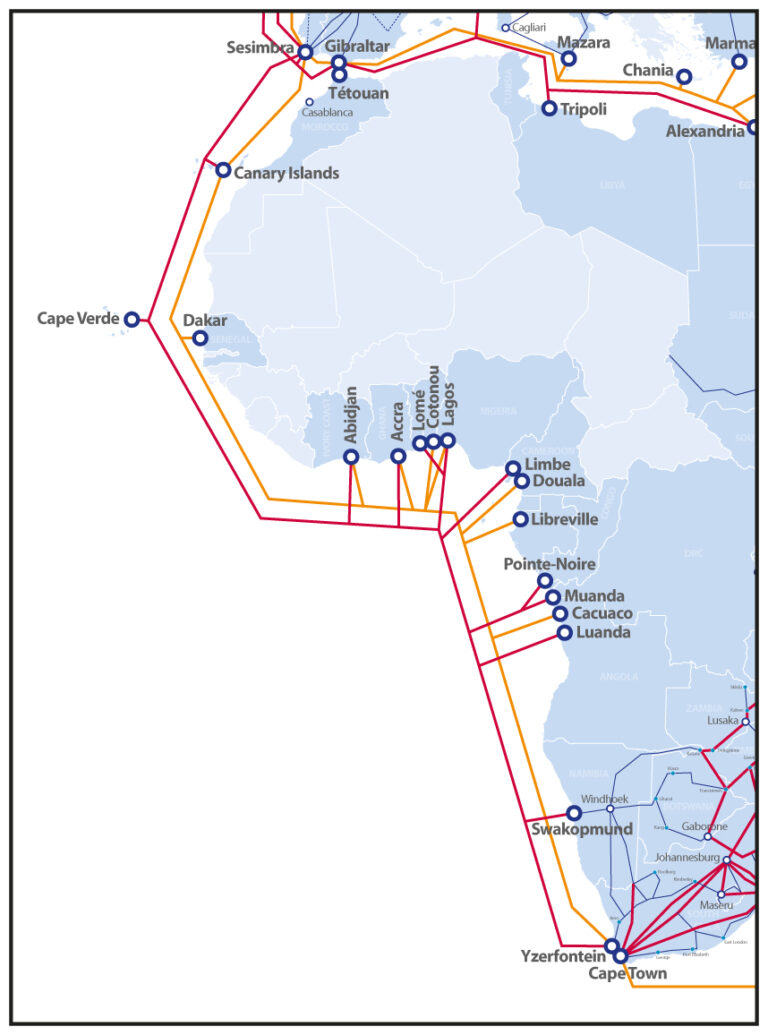 Western Africa regional network map